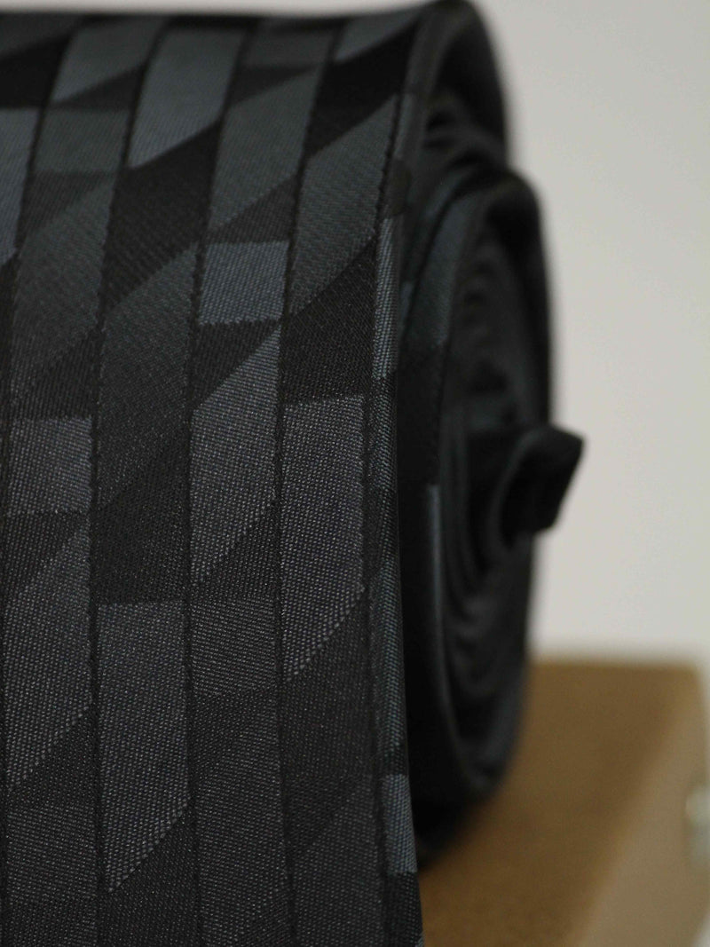 Black Geometric Woven Necktie