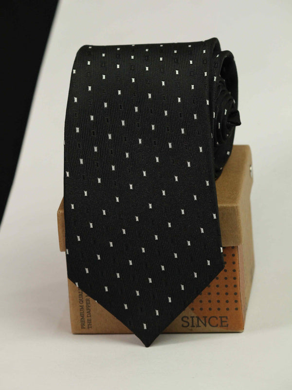 Black Geometric Woven Necktie