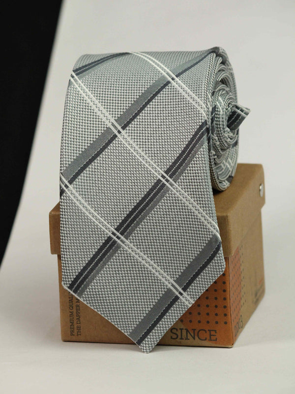 Grey Check Woven Necktie
