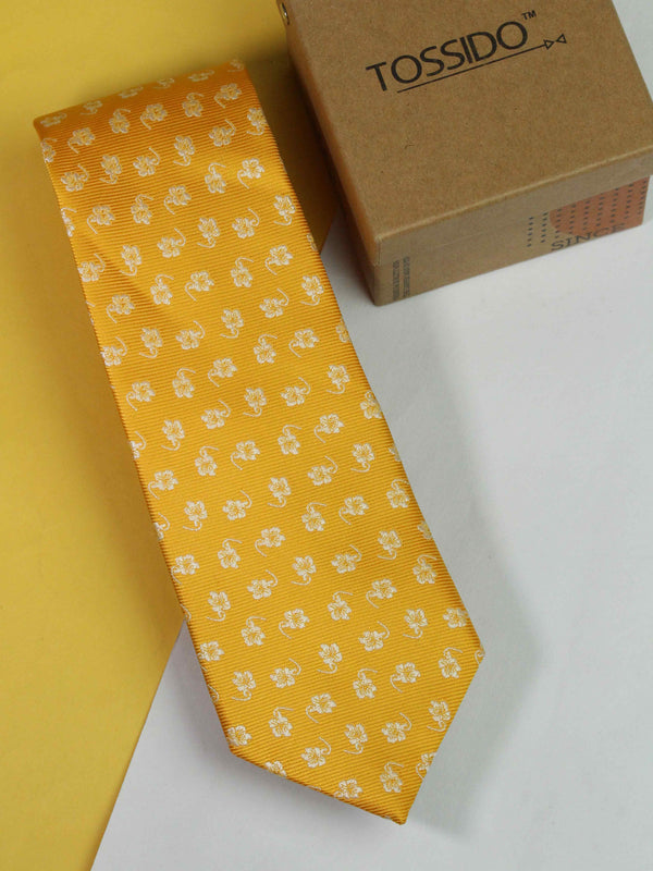 Yellow Floral Woven Necktie