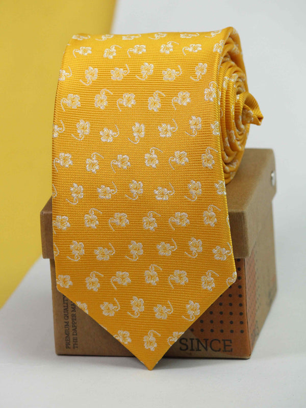 Yellow Floral Woven Necktie