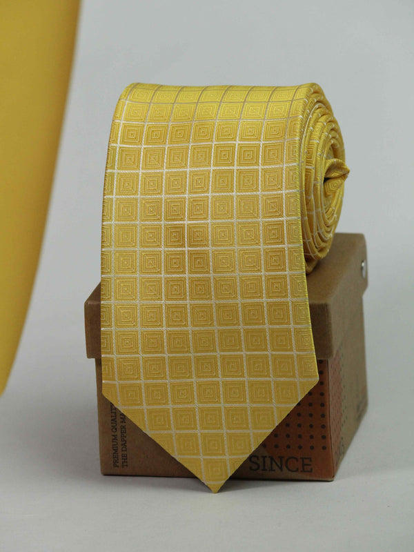 Yellow Check Woven Necktie