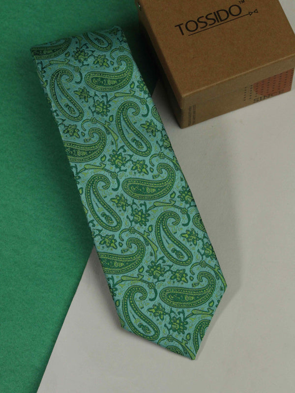 Green Paisley Woven Necktie