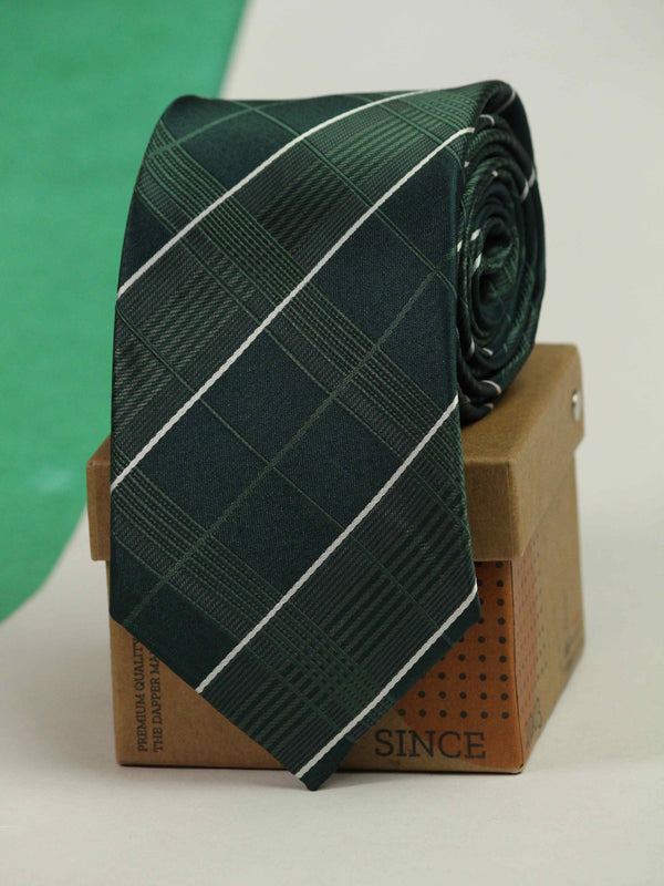 Green Check Woven Necktie