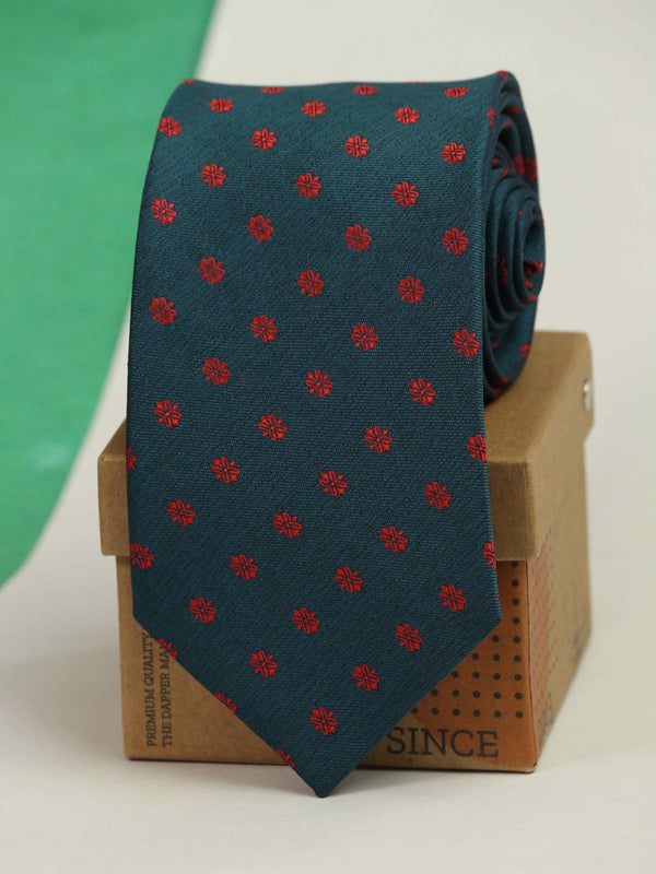 Teal Floral Woven Necktie