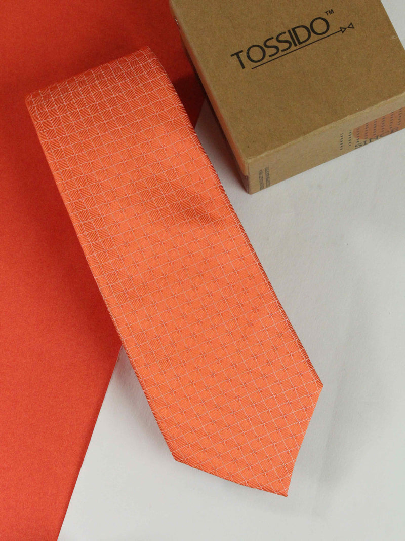 Orange Check Woven Necktie