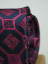 Blue & Pink Geometric Woven Necktie