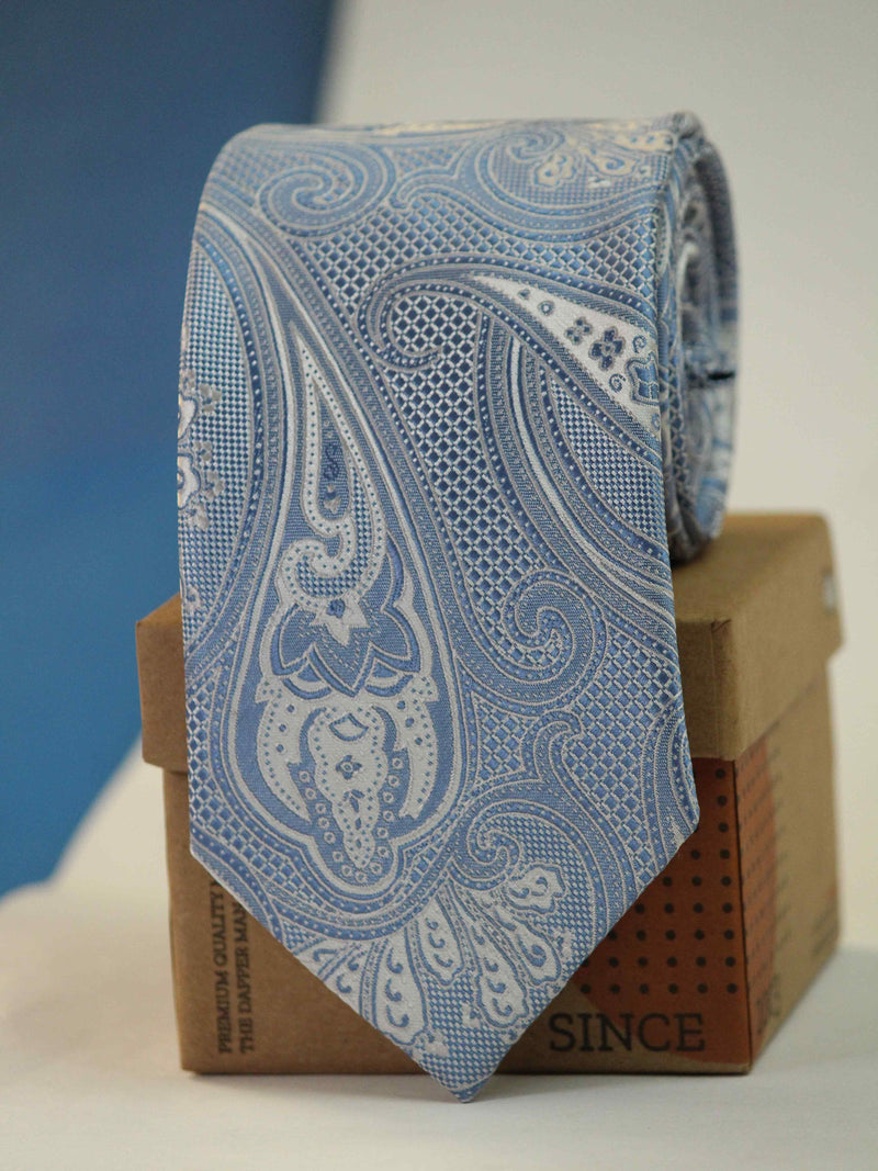 Blue Paisley Woven Necktie
