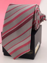 Pink & Grey Stripe Woven Necktie