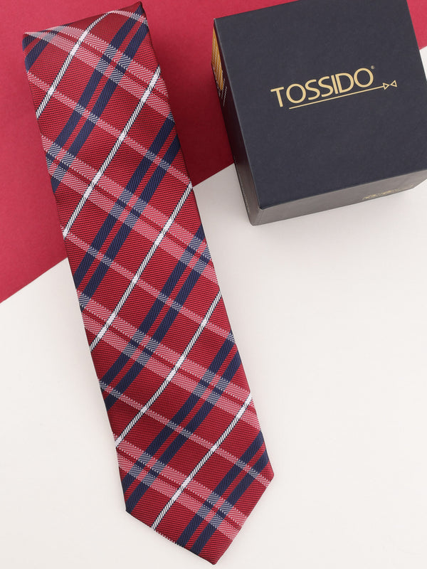 Red Check Woven Necktie