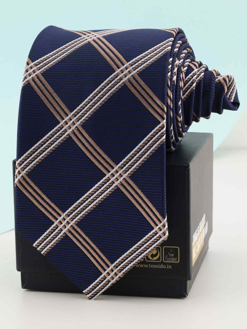 Blue Check Woven Necktie