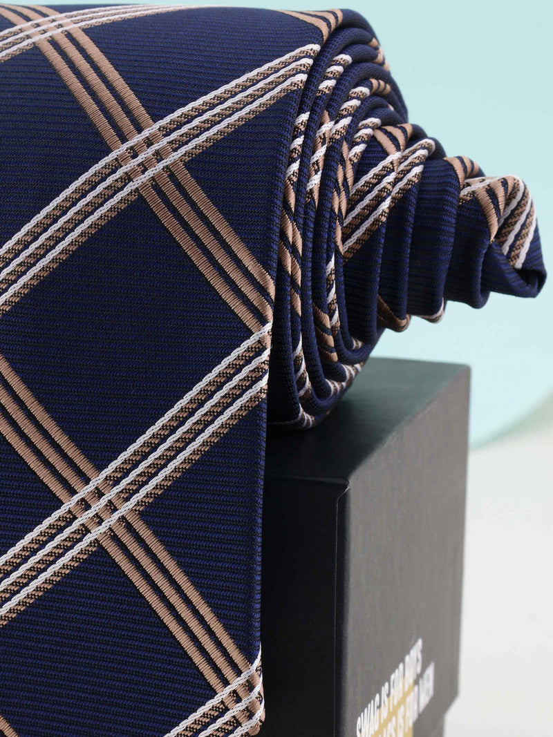 Blue Check Woven Necktie