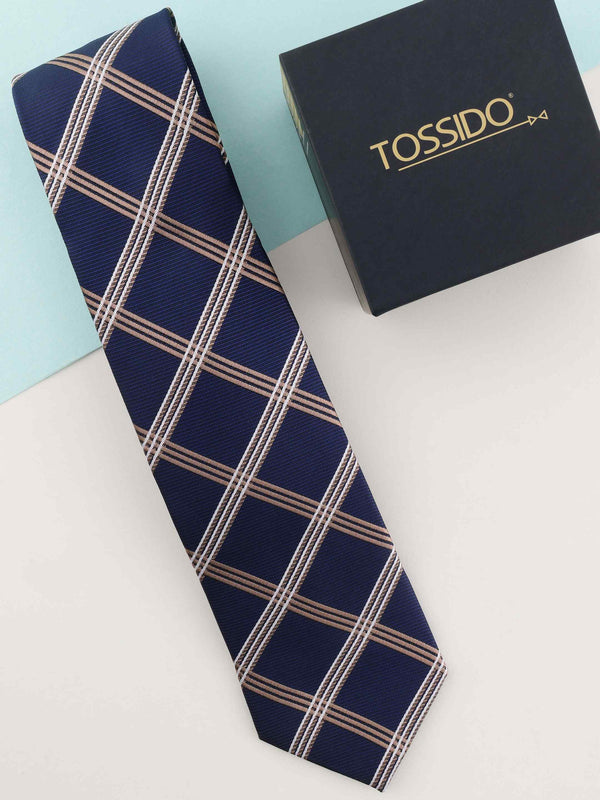 Blue Check Woven Necktie