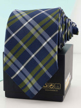 Blue Check Woven Necktie