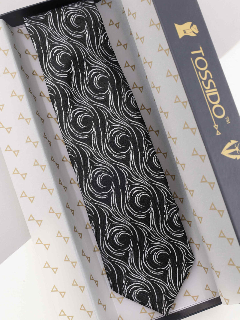 Black Abstract Woven Necktie