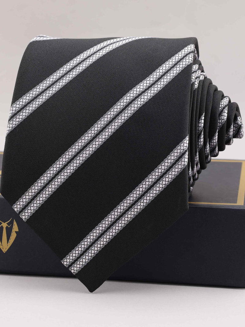 Black Stripe Woven Necktie