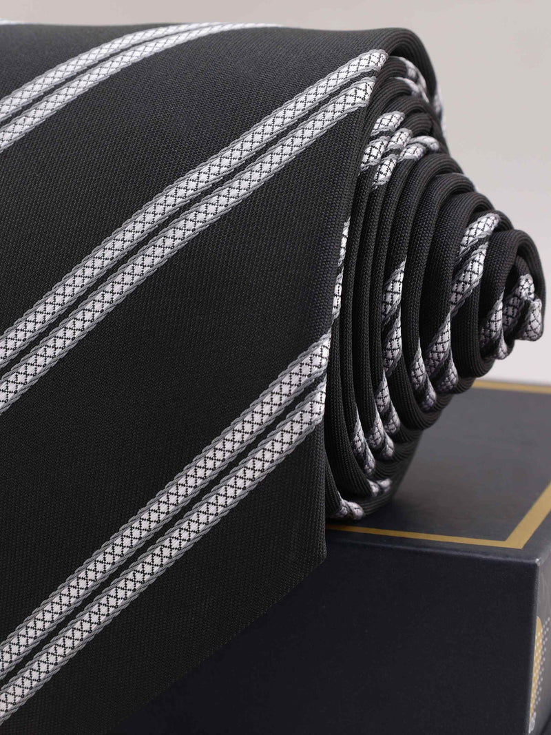 Black Stripe Woven Necktie