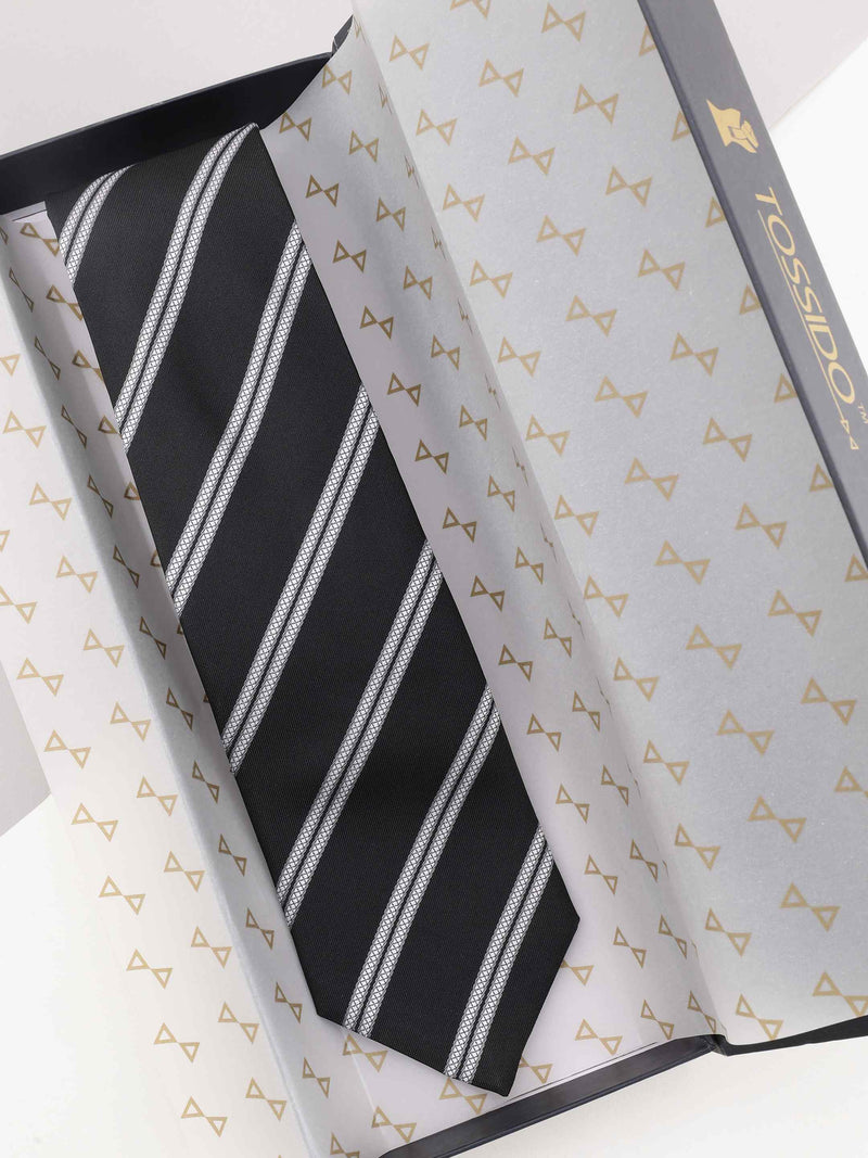 Black Stripe Woven Necktie