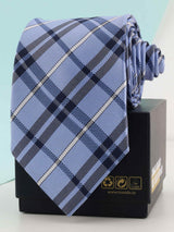 Blue Check Woven Necktie