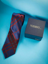 Blue Check Woven Necktie