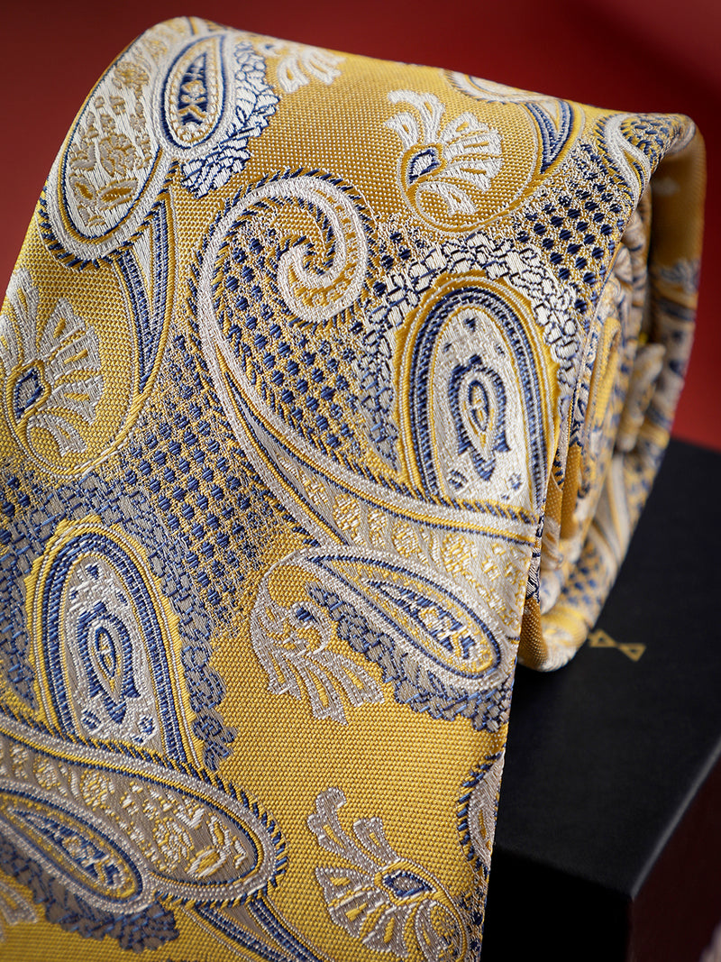 Yellow Paisley Woven Necktie