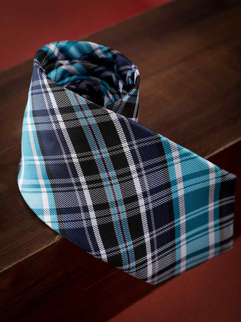 Blue Check Woven Necktie