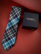 Blue Check Woven Necktie