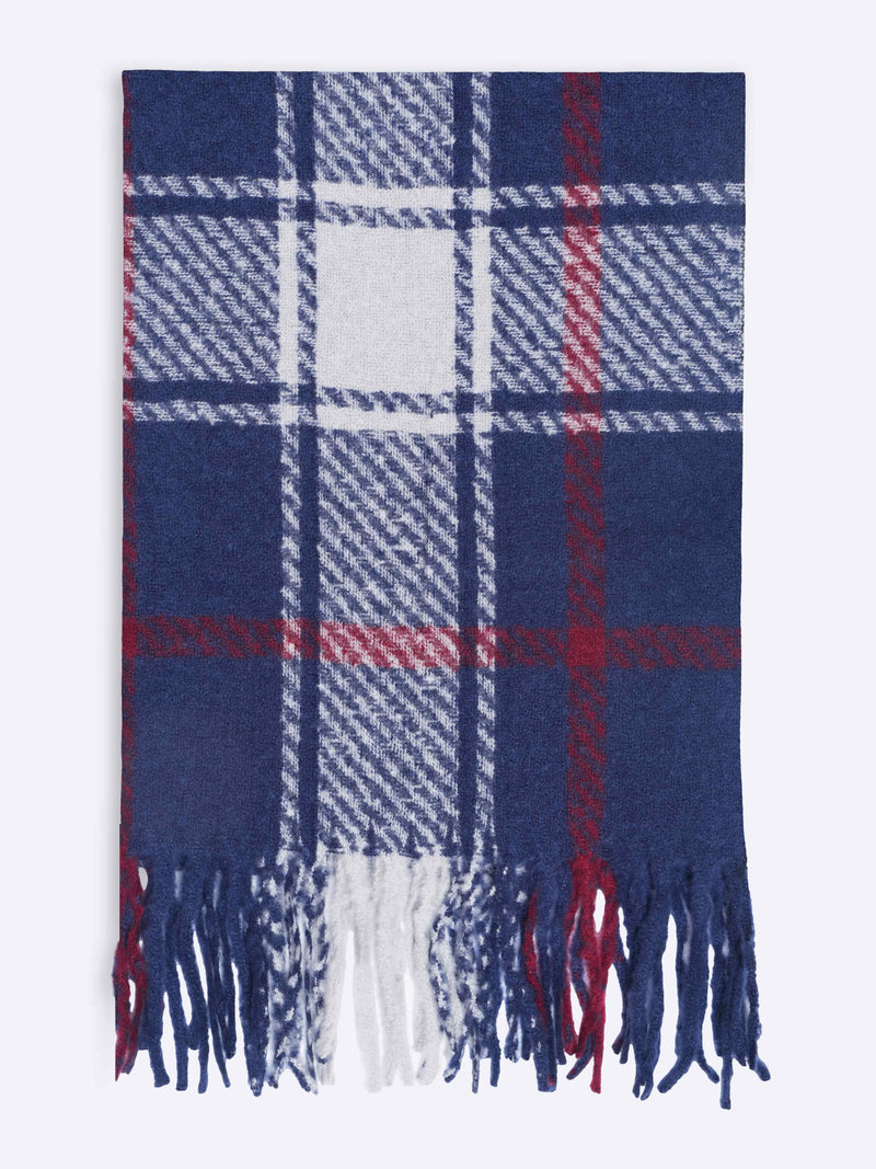 Blue Check Poly-Wool Muffler