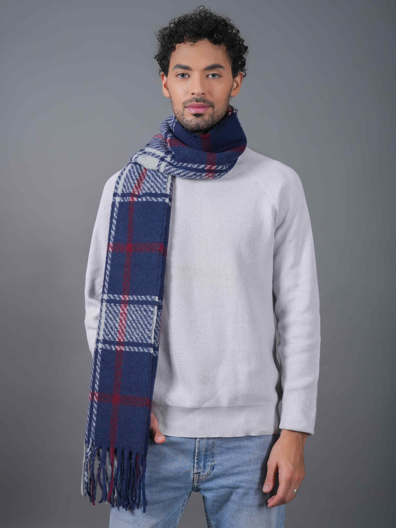 Blue Check Poly-Wool Muffler