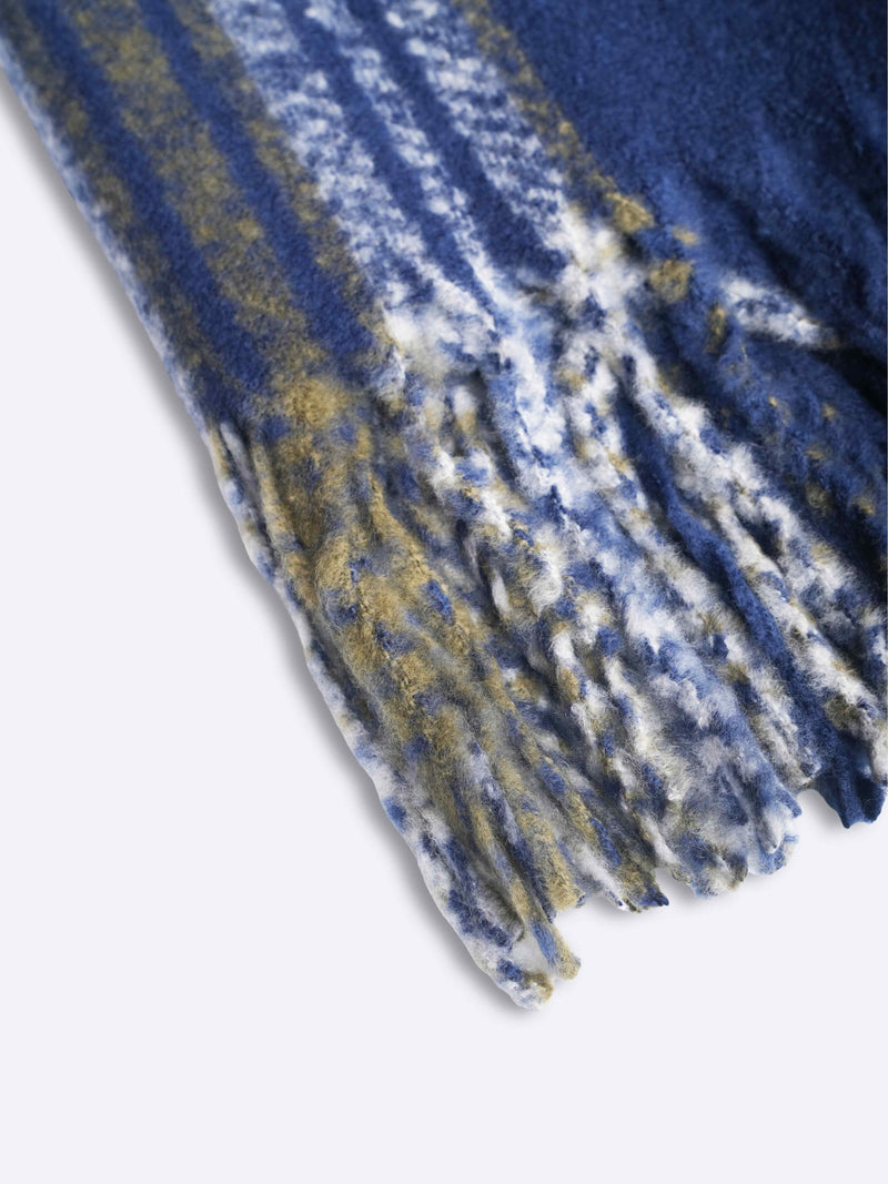 Blue Check Poly-Wool Muffler