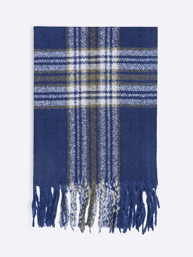 Blue Check Poly-Wool Muffler