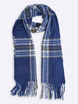 Blue Check Poly-Wool Muffler