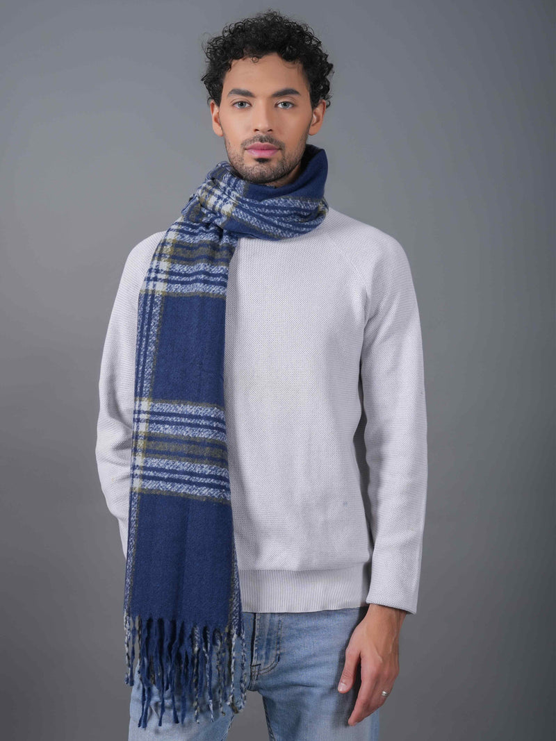 Blue Check Poly-Wool Muffler