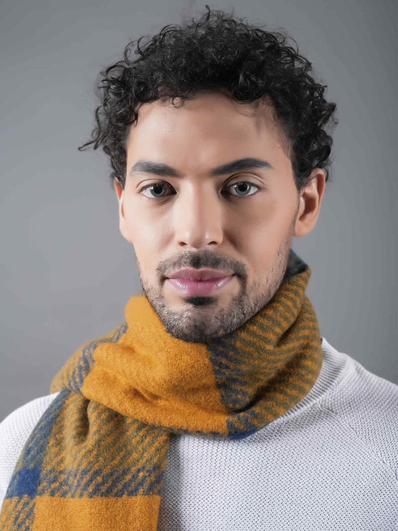 Mustard Checkered Poly-Wool Muffler