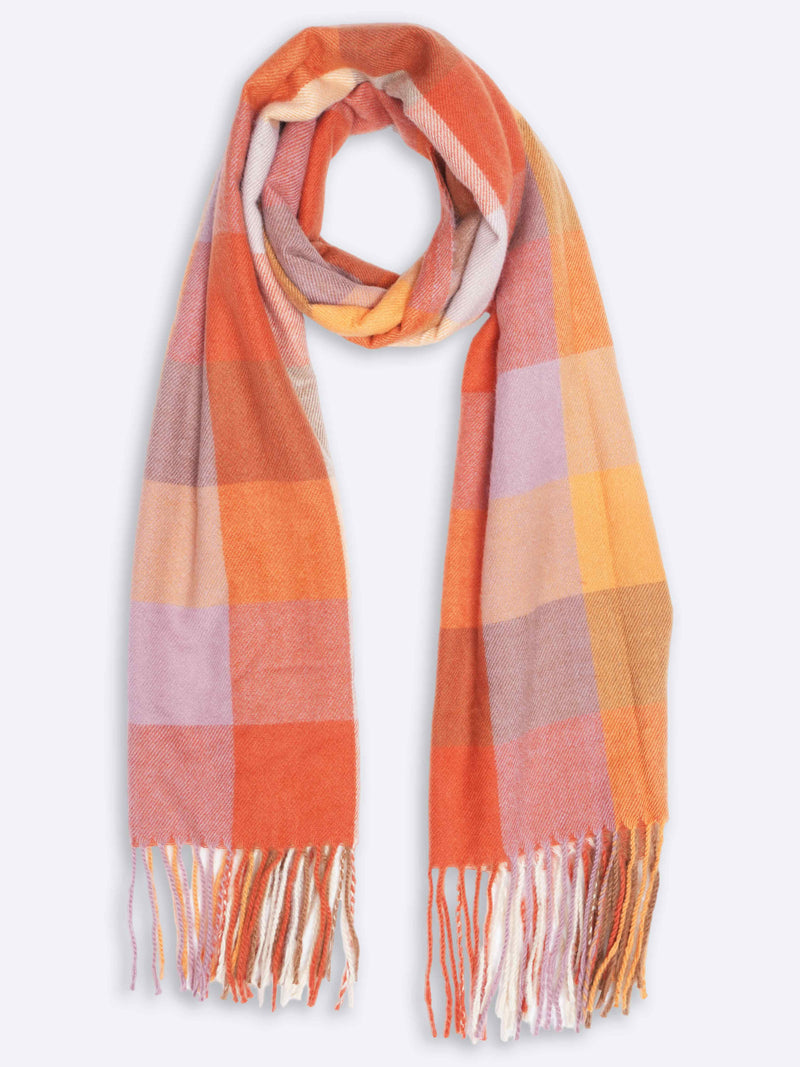 Orange Checkered Poly-Wool Muffler