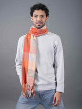 Orange Checkered Poly-Wool Muffler