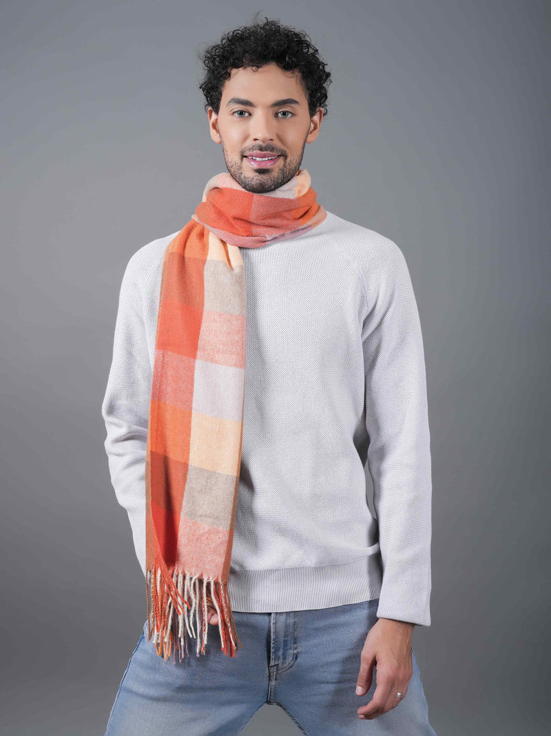 Orange Checkered Poly-Wool Muffler