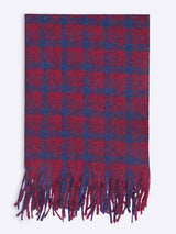 Maroon & Blue Checkered Poly-Wool Muffler