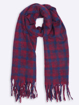 Maroon & Blue Checkered Poly-Wool Muffler