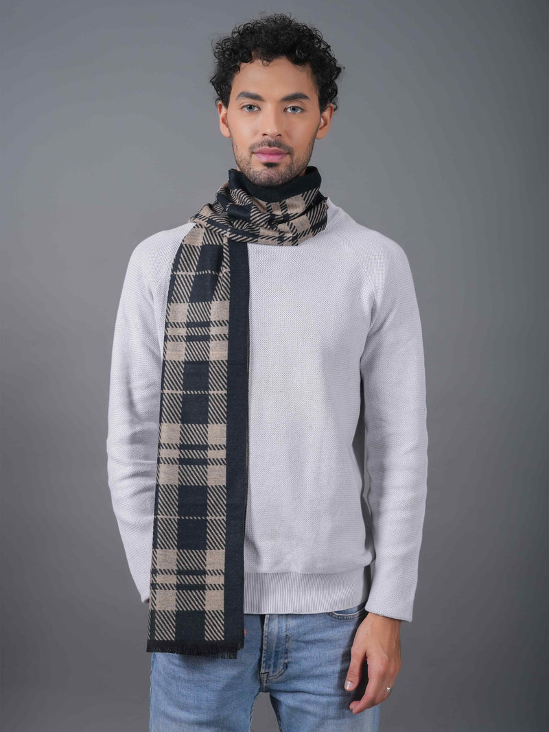 Beige & Black Check Muffler