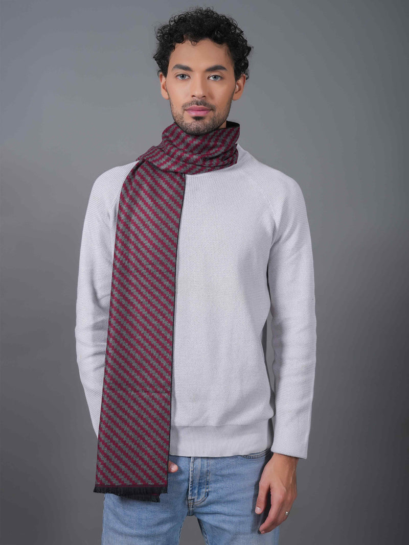 Grey & Maroon Stripe Muffler