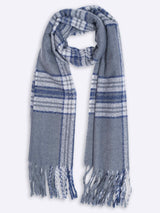 Grey Checkered Poly-Wool Muffler