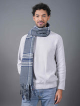 Grey Checkered Poly-Wool Muffler