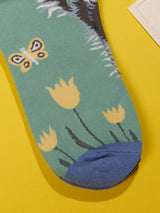 Sage Green Tulip & Butterfly Socks