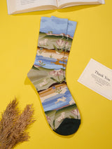 Green Countryside Landscape Socks