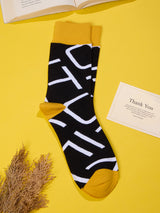 Black Abstract Lines Socks