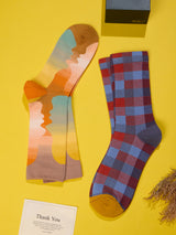 Sunset & Plaid Socks – Pack of 2