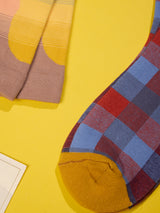 Sunset & Plaid Socks – Pack of 2