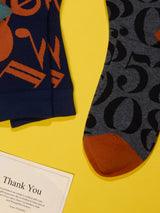 Navy Music & Grey Numbers Socks – Pack of 2