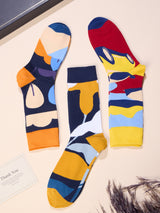 Colour Block Abstract Socks – Pack of 3